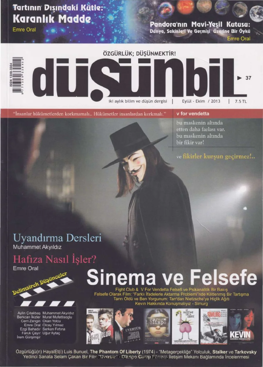 Düşünbil Sayı 037 Eylül Ekim 2013 kapak görseli