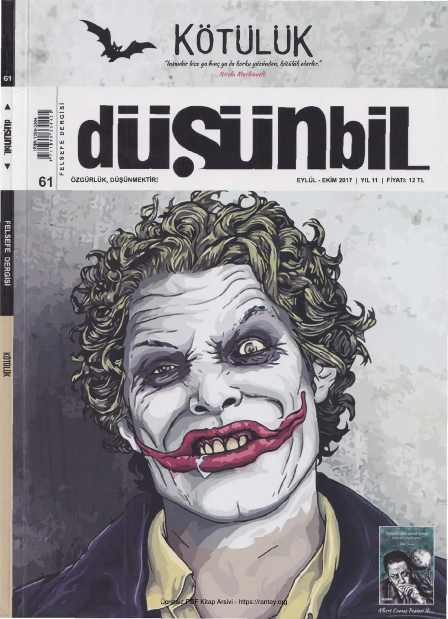 Düşünbil Sayı 061 - Eylül Ekim 2017 Kötülük kapak görseli