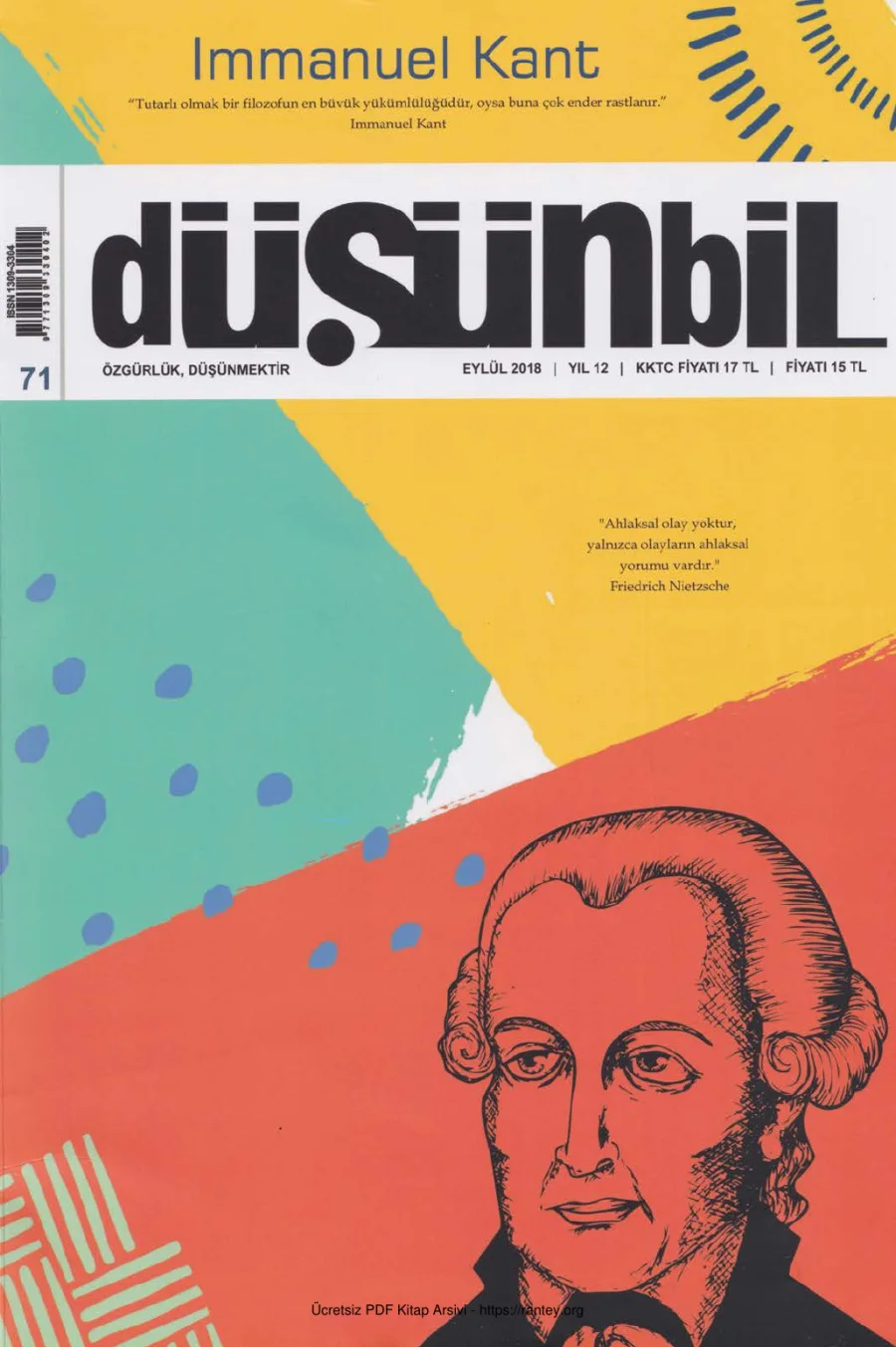 Düşünbil Sayı 071 Eylül 2018 Immanuel Kant kapak görseli