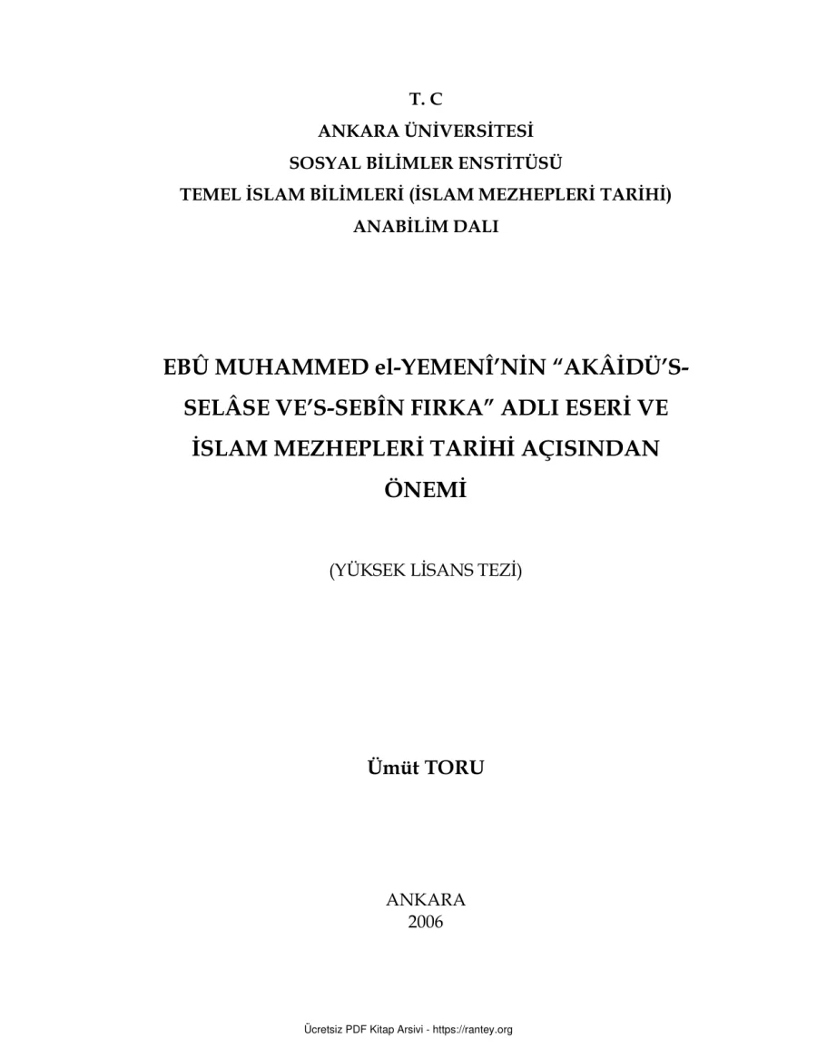 EB MUHAMMED el YEMEN Dr TEZİ Ebu Abdulmumin Tekin Mıhçı kapak görseli
