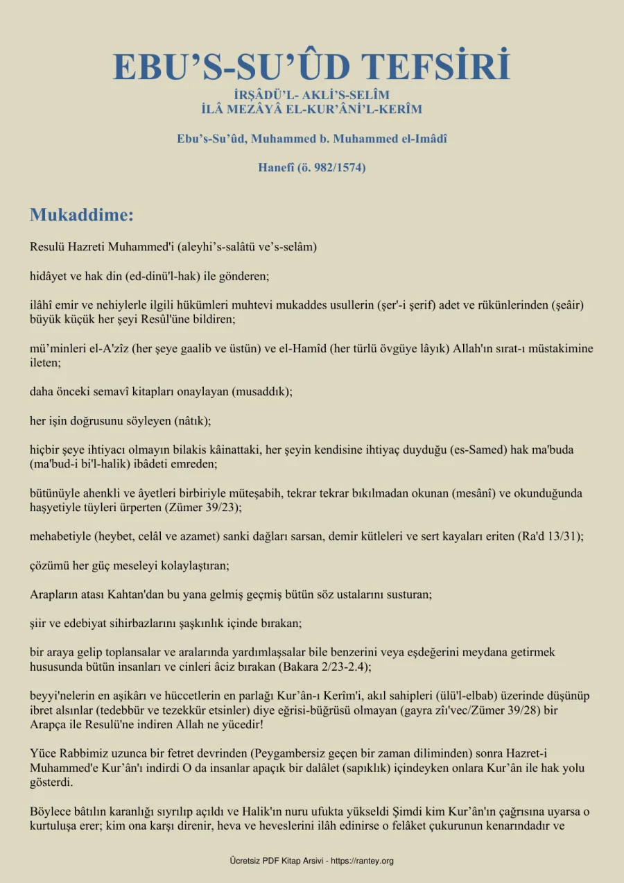 Ebussuud Tefsiri Irsadul aklis selim kapak görseli