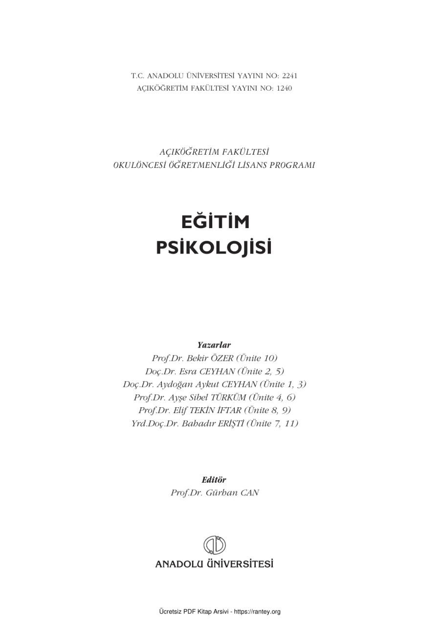 EğitimPsikolojisi2013 PSİ192U kapak görseli