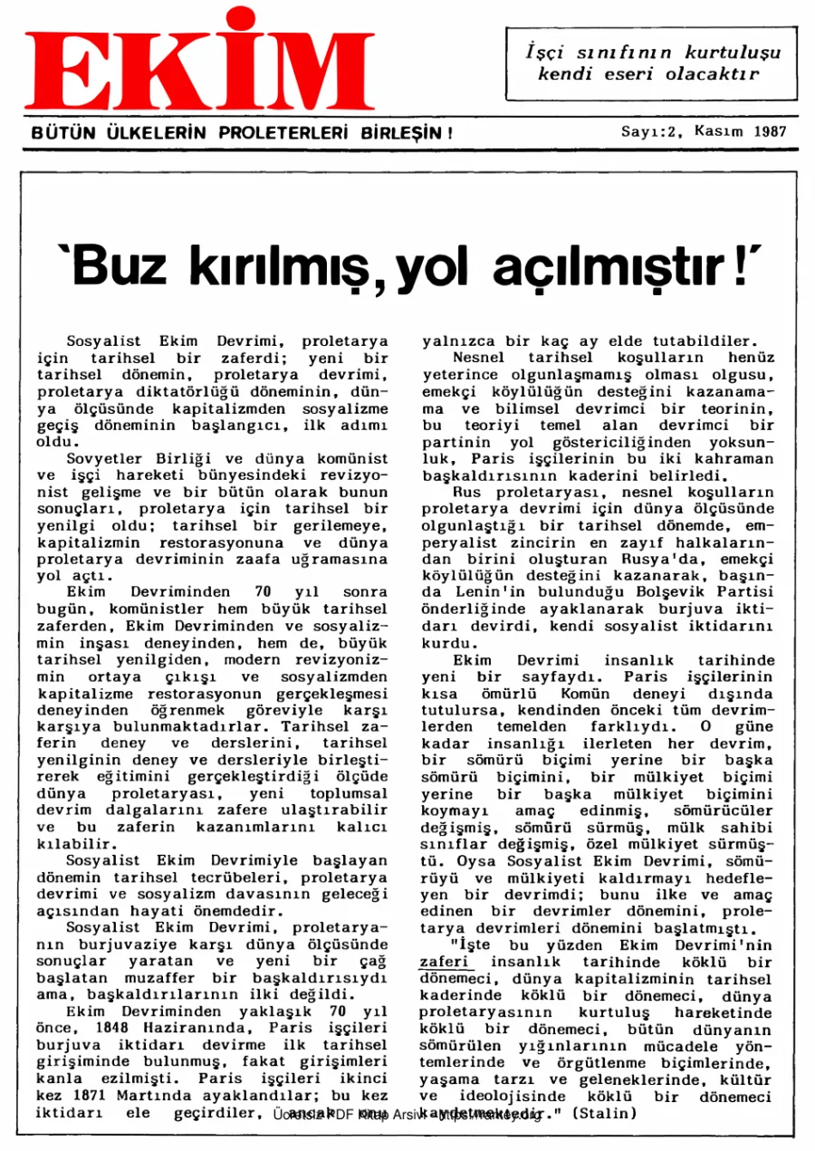 EKİM Sayı 002 Kasım 1987 kapak görseli