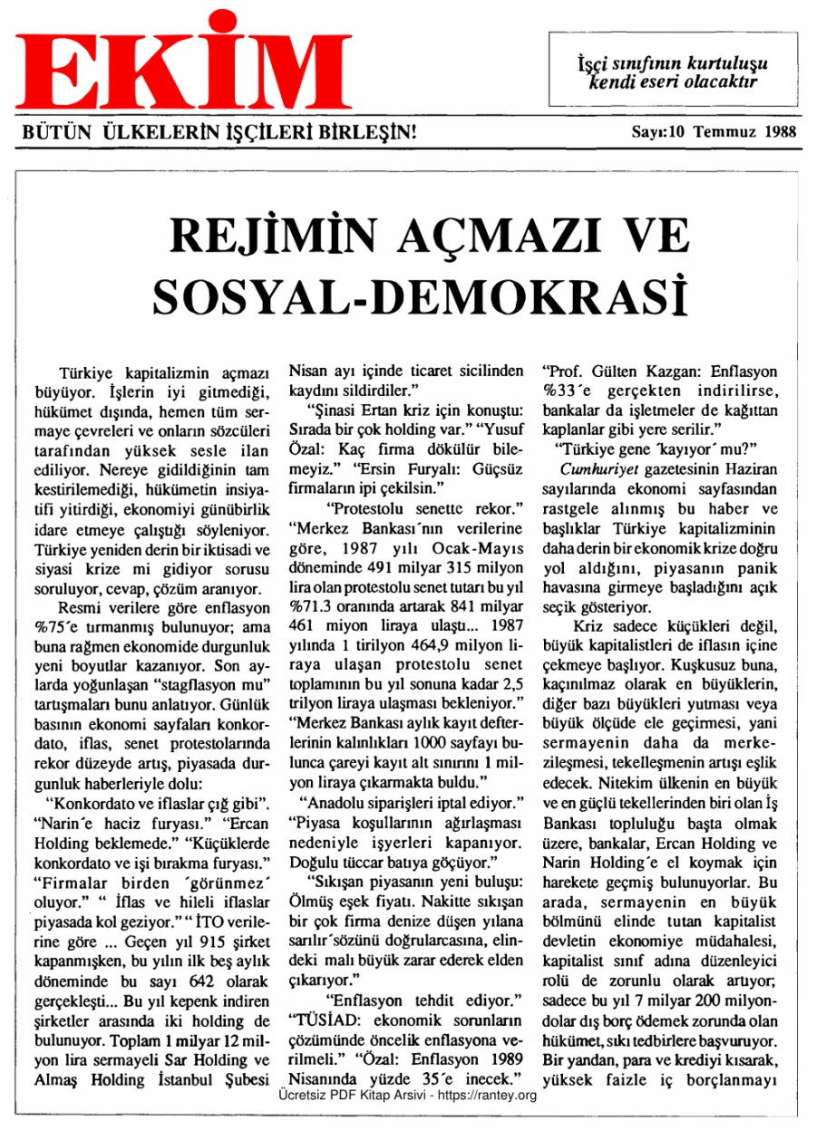 EKİM Sayı 010 Temmuz 1988 kapak görseli