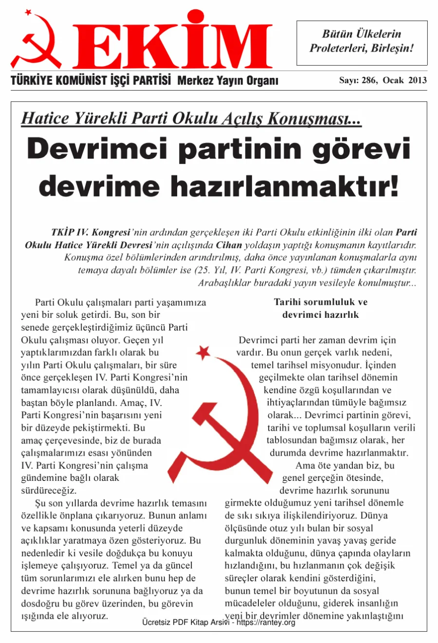 EKİM Sayı 286 Ocak 2013 kapak görseli