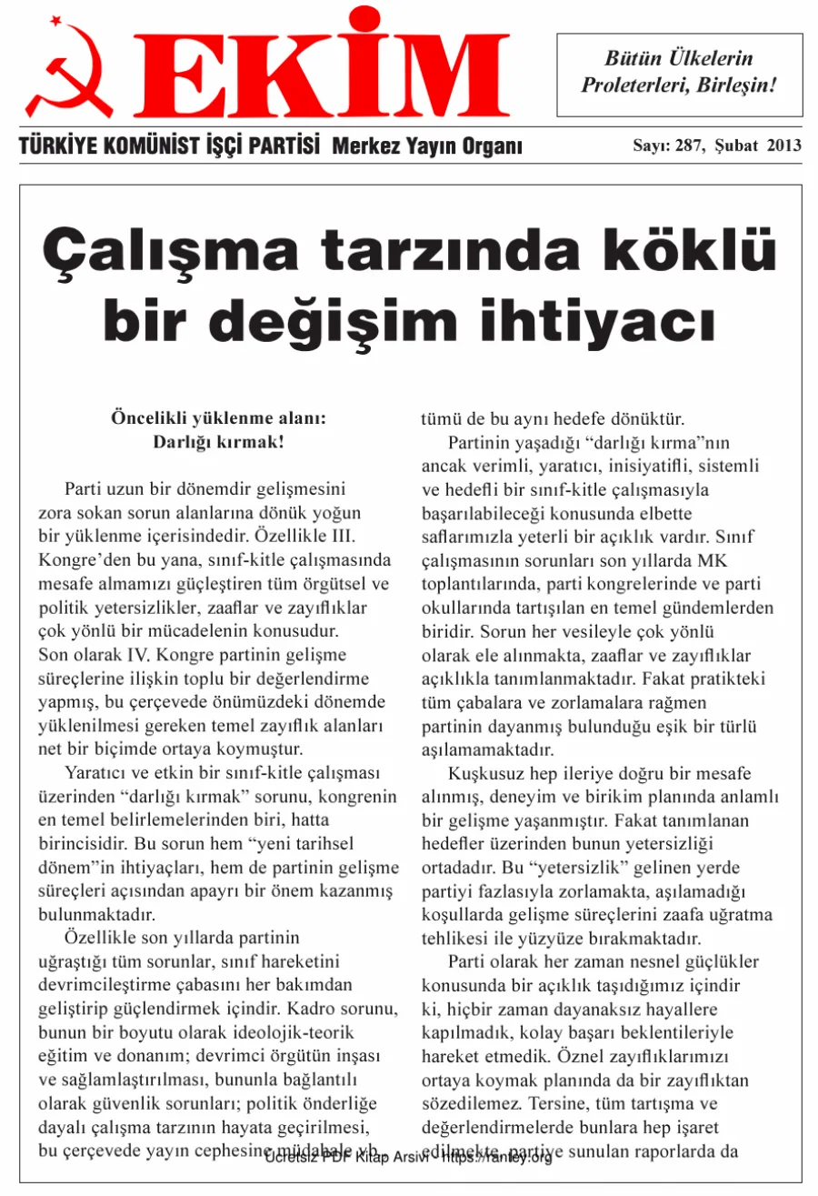 EKİM Sayı 287 Şubat 2013 kapak görseli