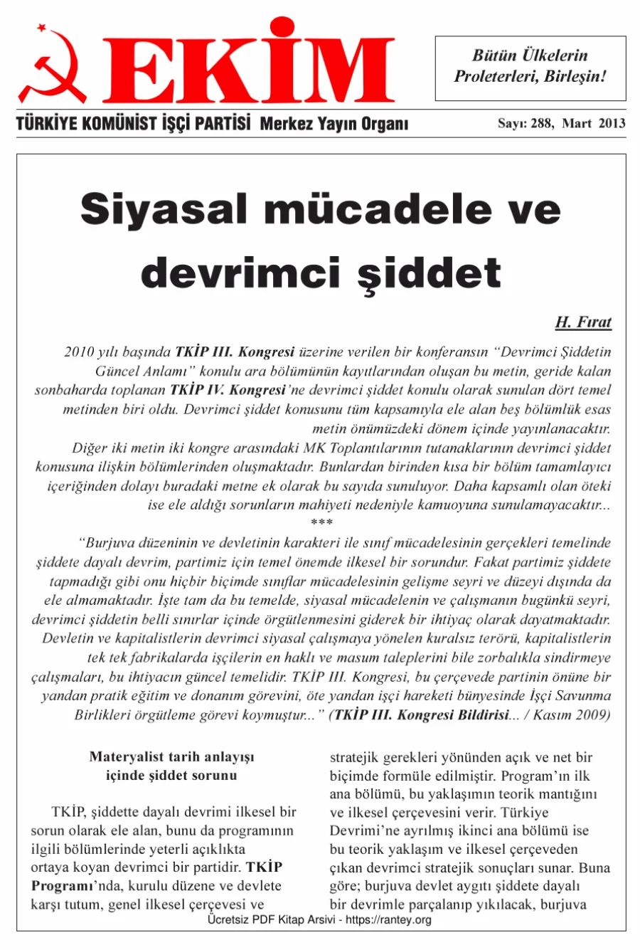 EKİM Sayı 288 Mart 2013 kapak görseli