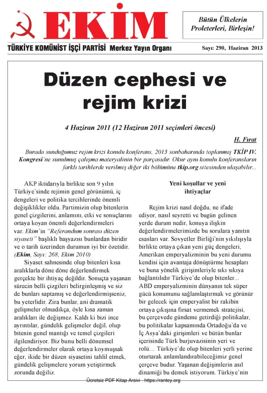 EKİM Sayı 290 Haziran 2013 kapak görseli