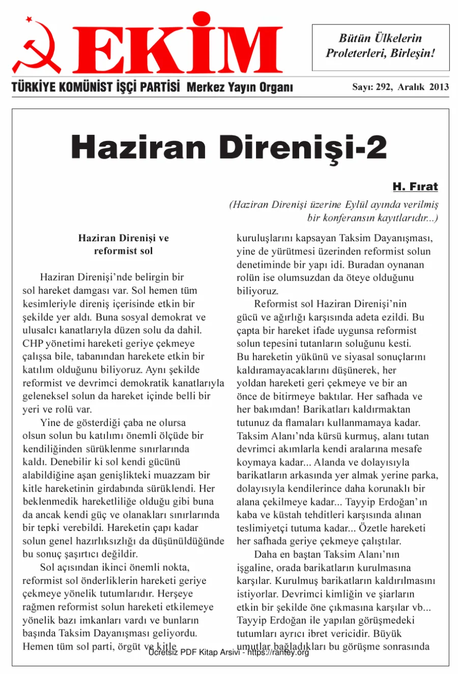EKİM Sayı 292 Aralık 2013 kapak görseli