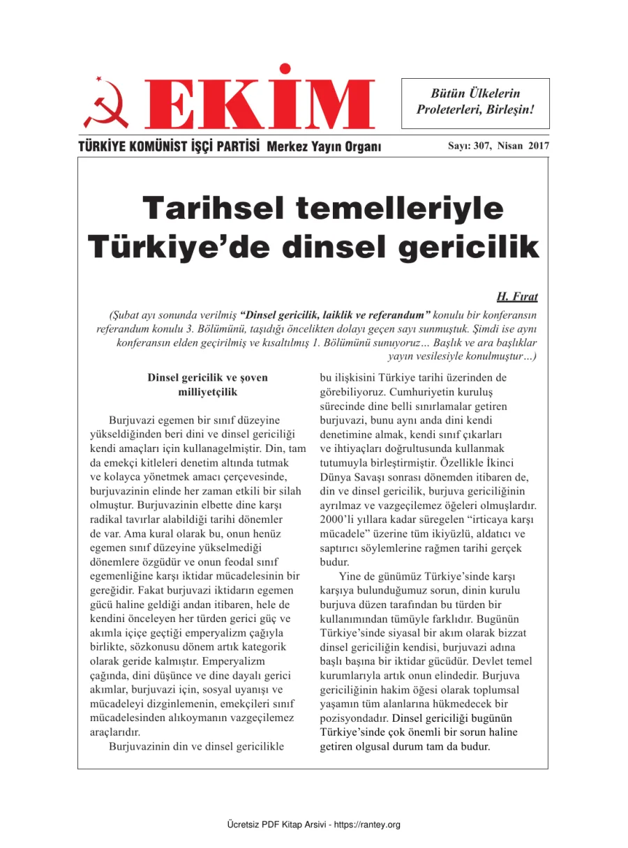 Ekim Sayı 307 Nisan 2017 kapak görseli
