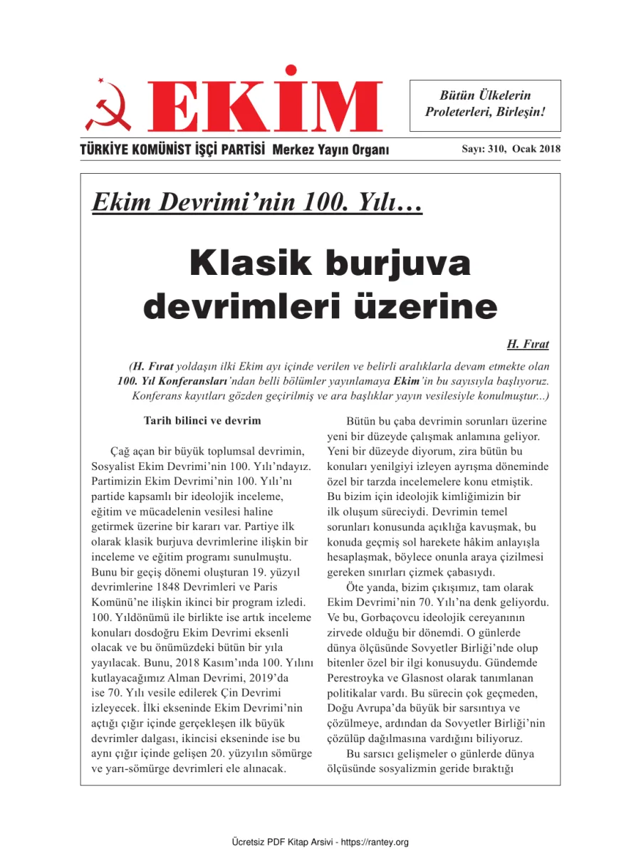 Ekim Sayı 310 Ocak 2018 kapak görseli