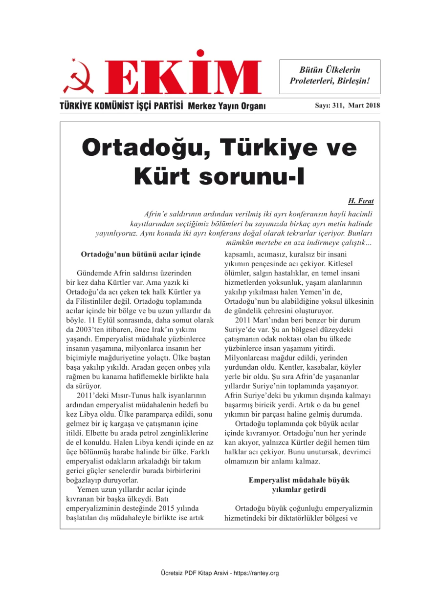 Ekim Sayı 311 Mart 2018 kapak görseli