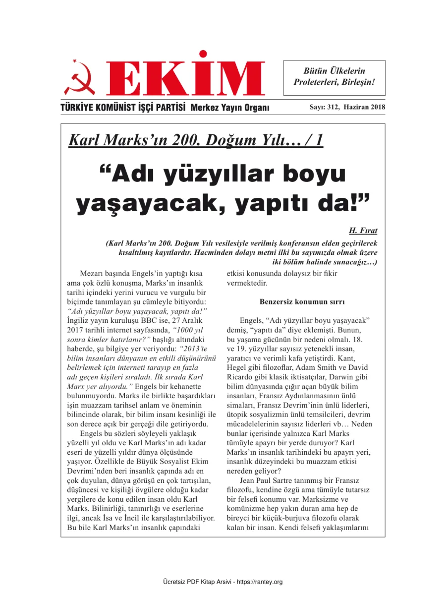 Ekim Sayı 312 Haziran 2018 kapak görseli