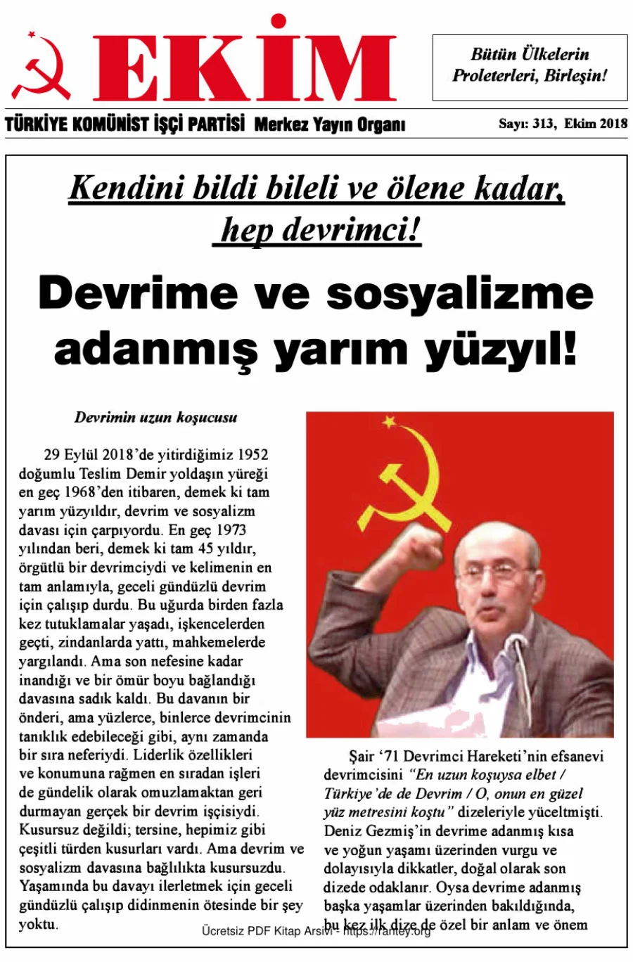 Ekim Sayı 313 Ekim 2018 kapak görseli