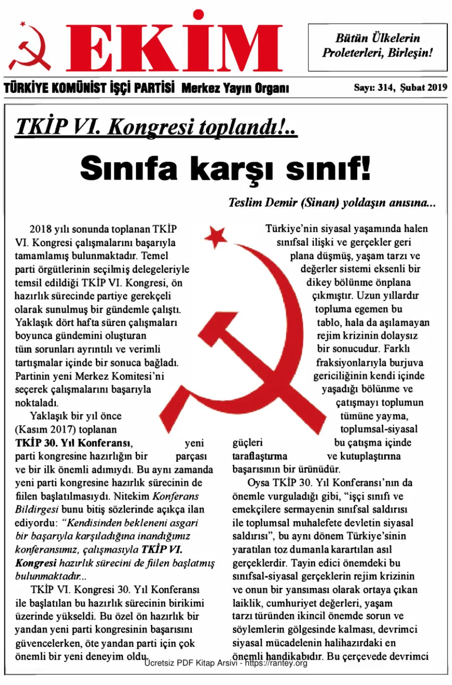 Ekim Sayı 314 Şubat 2019 kapak görseli