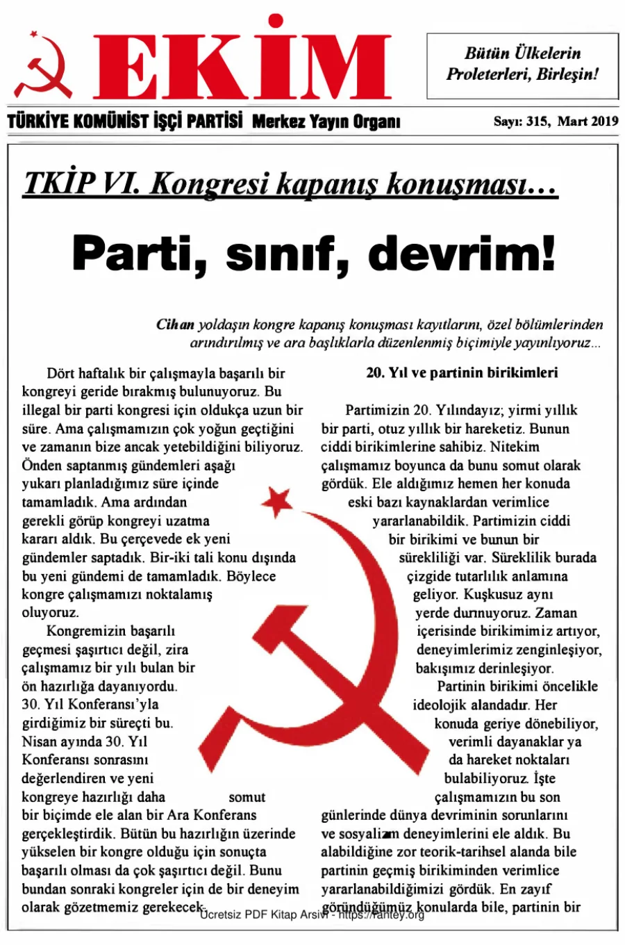 Ekim Sayı 315 Mart 2019 kapak görseli