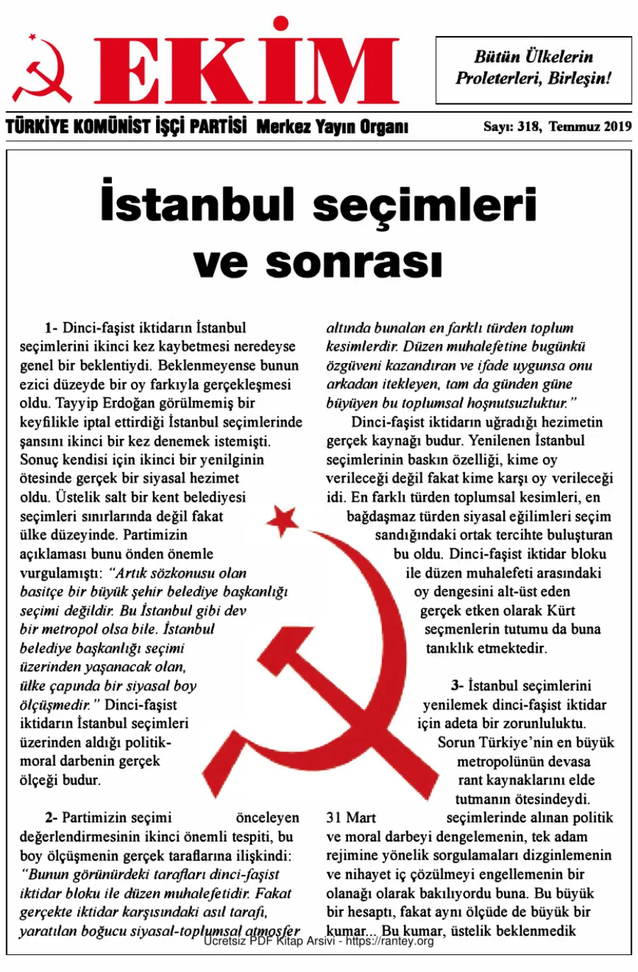 Ekim Sayı 318 Temmuz 2019 kapak görseli