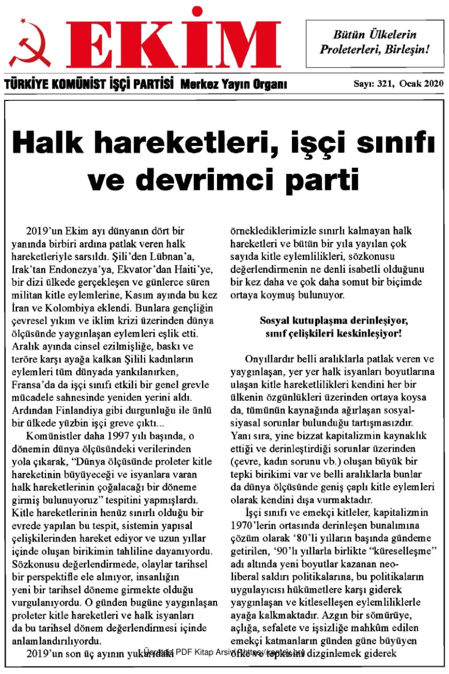 Ekim Sayı 321 Ocak 2020 kapak görseli