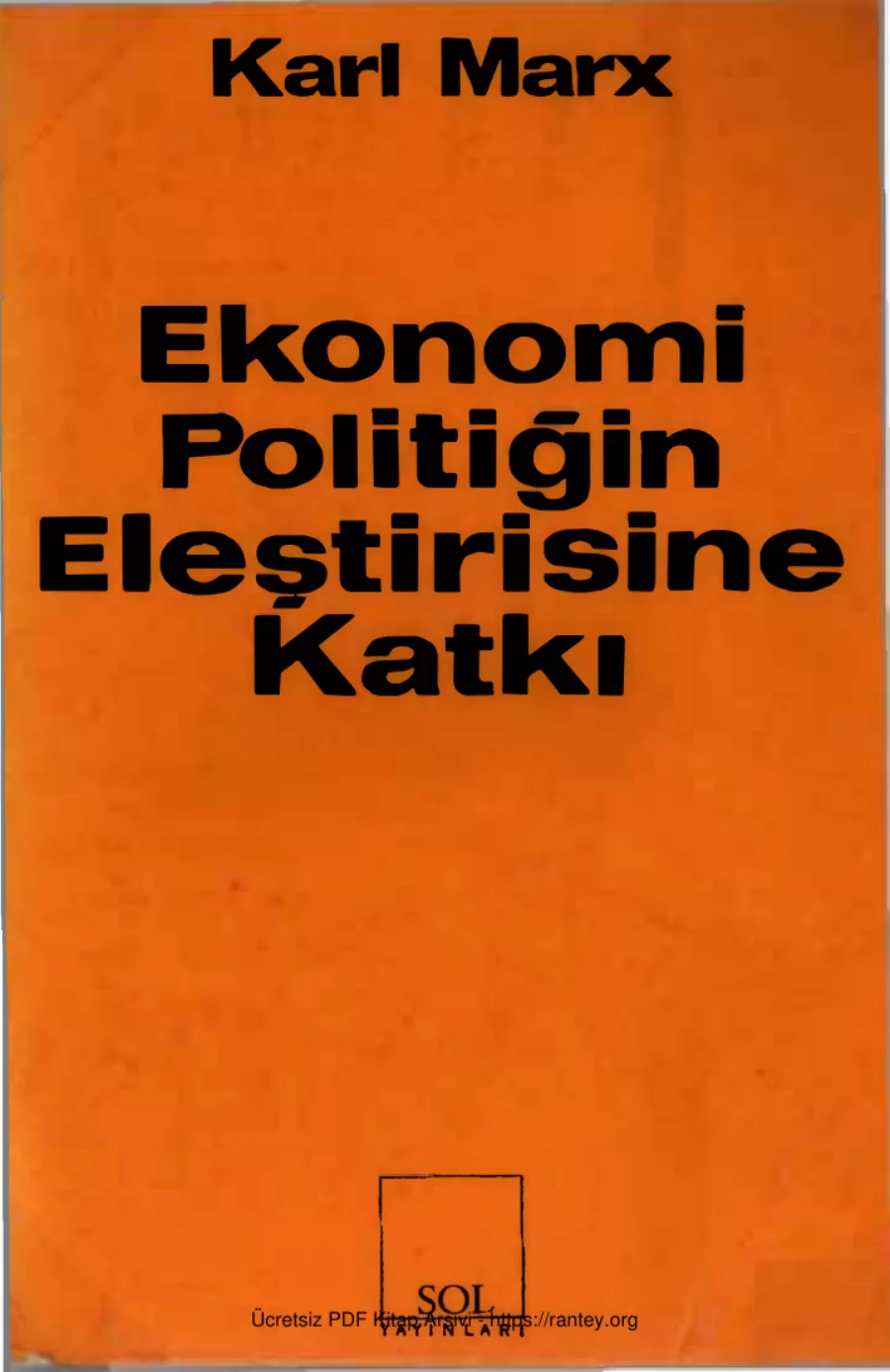 Ekonomi Politiğin Eleştirisine Katkı kapak görseli