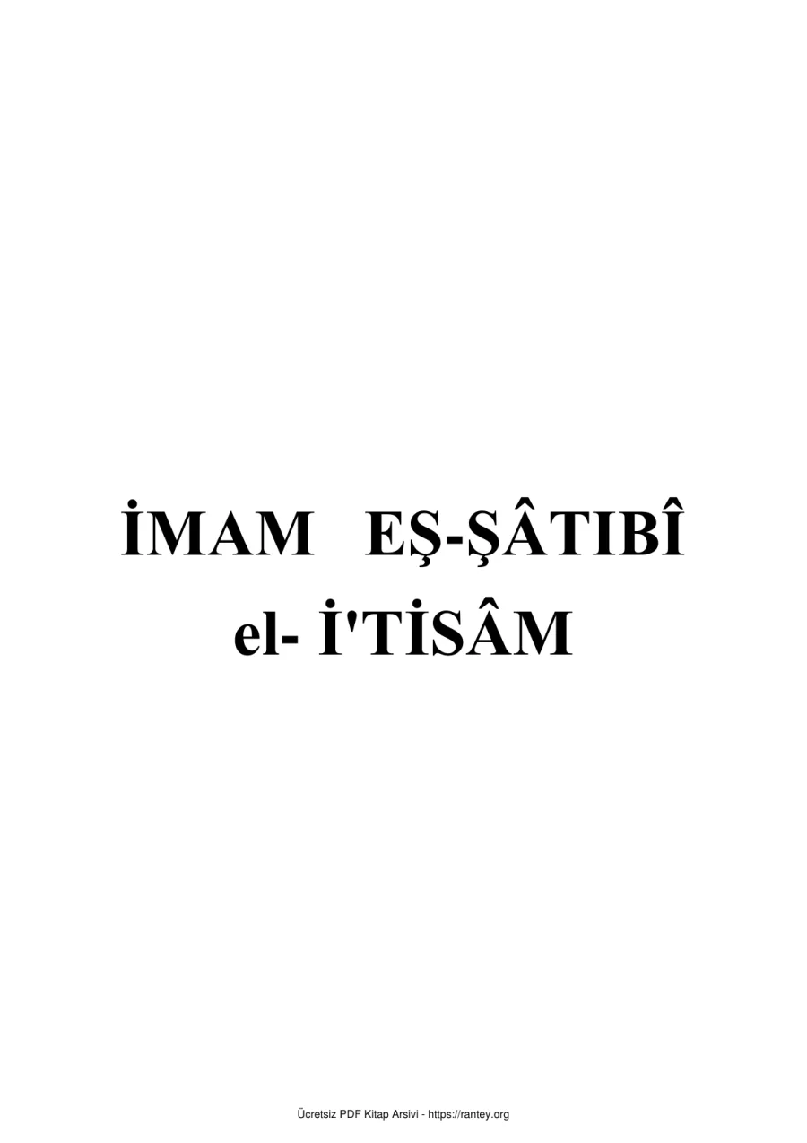 EL İ TİSAM İMAM ŞATİBİ Ebu Abdulmumin Tekin Mıhçı kapak görseli