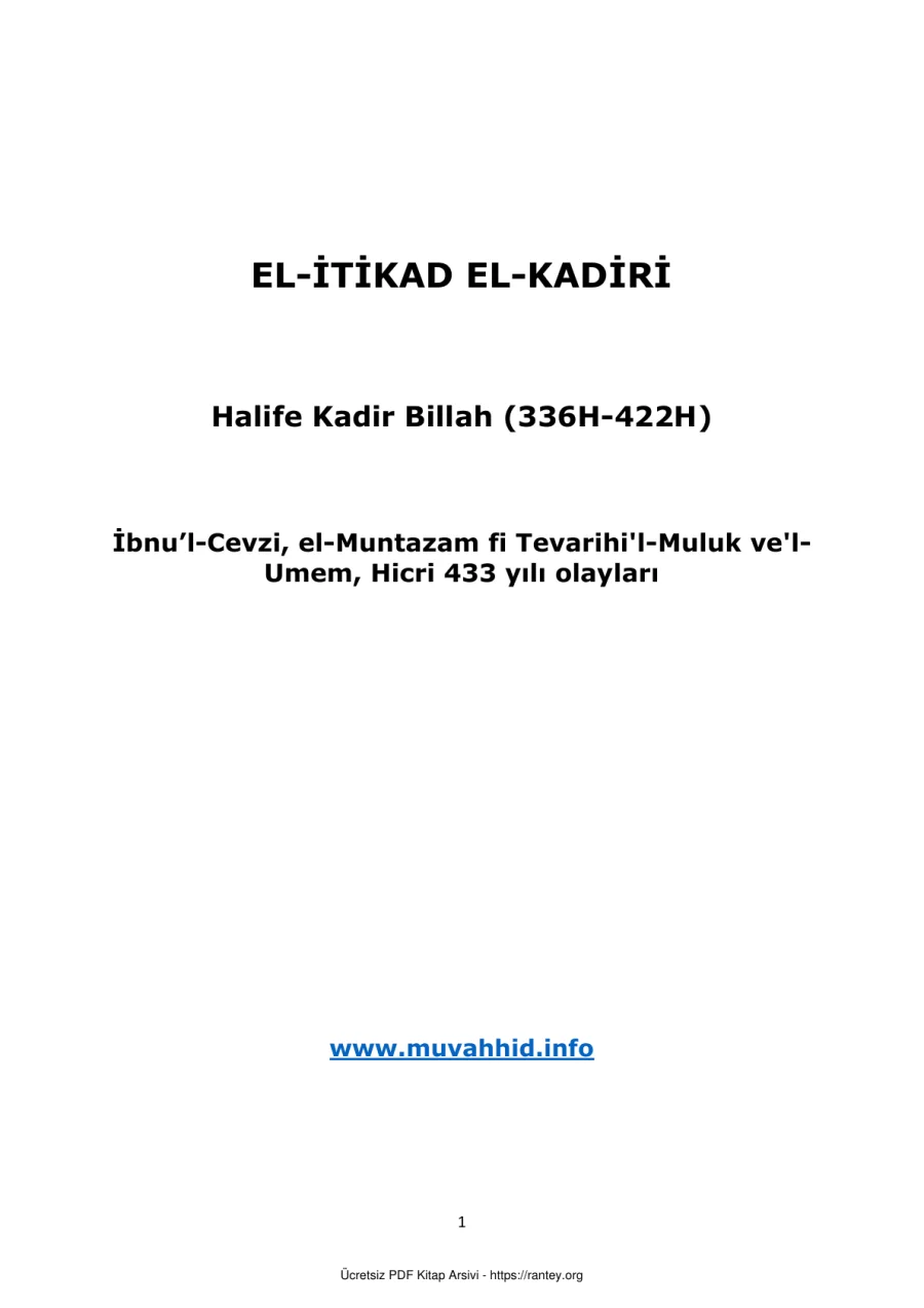 EL İTİKAD EL KADİRİ Ebu Abdulmumin Tekin Mıhçı kapak görseli
