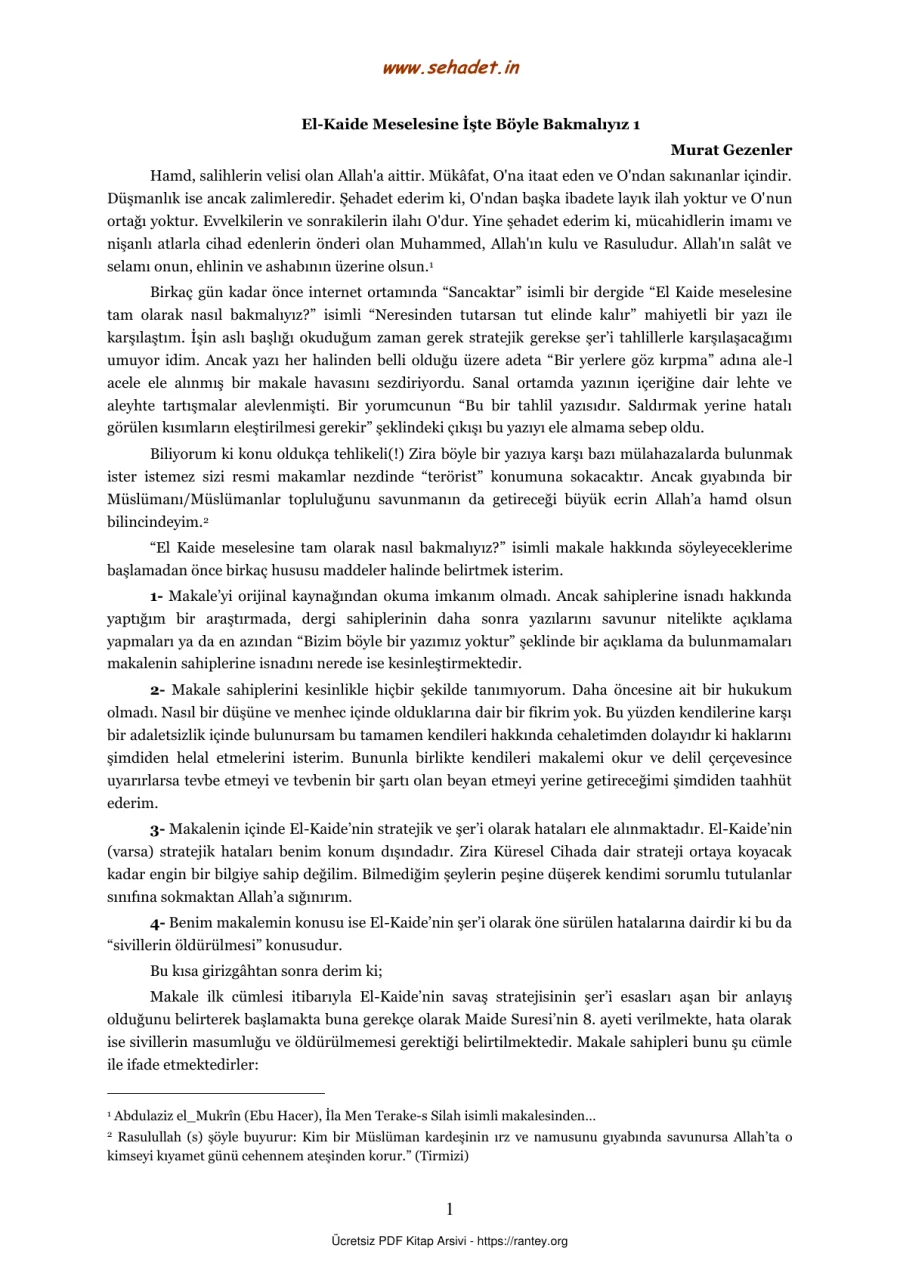 EL KAİDE MESELESİNE İŞTE BÖYLE BAKMALIYIZ 1 MURAT GEZENLER Ebu Abdulmumin Tekin Mıhçı kapak görseli