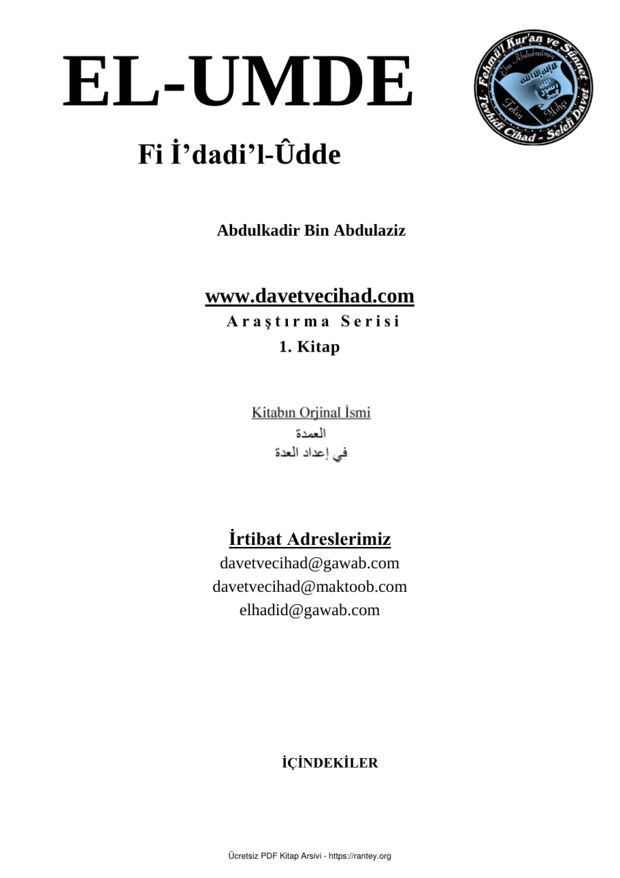 EL UMDE F İDADİL UDDE Abdulkadir Bin Abdulaziz Ebu Abdulmumin Tekin Mıhçı 2 kapak görseli