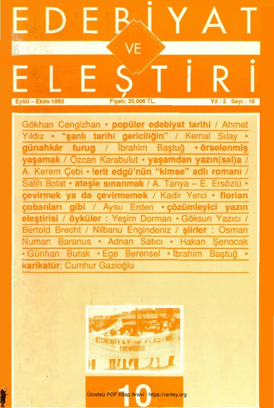 Eleştiri Sayı 010 Eylül Ekim 1993 kapak görseli