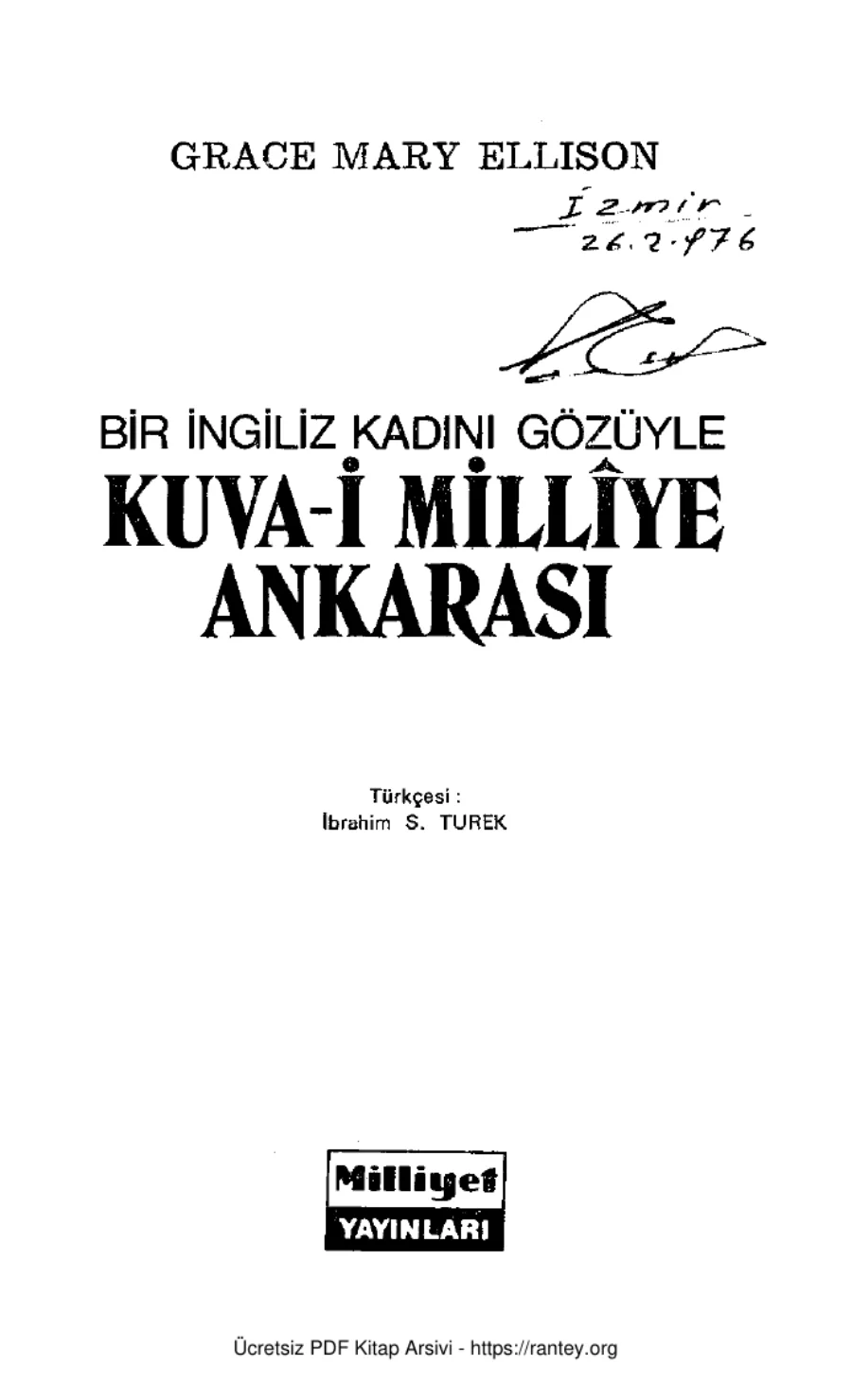 Ellison Bir İngiliz Kadını Gözüyle Kuva i Milliye Ankarası kapak görseli