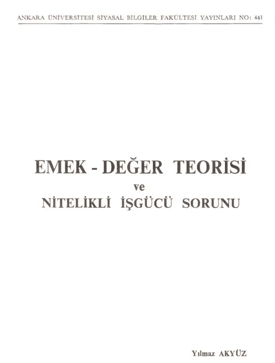 Emek-Değer Teorisi kitap kapağı