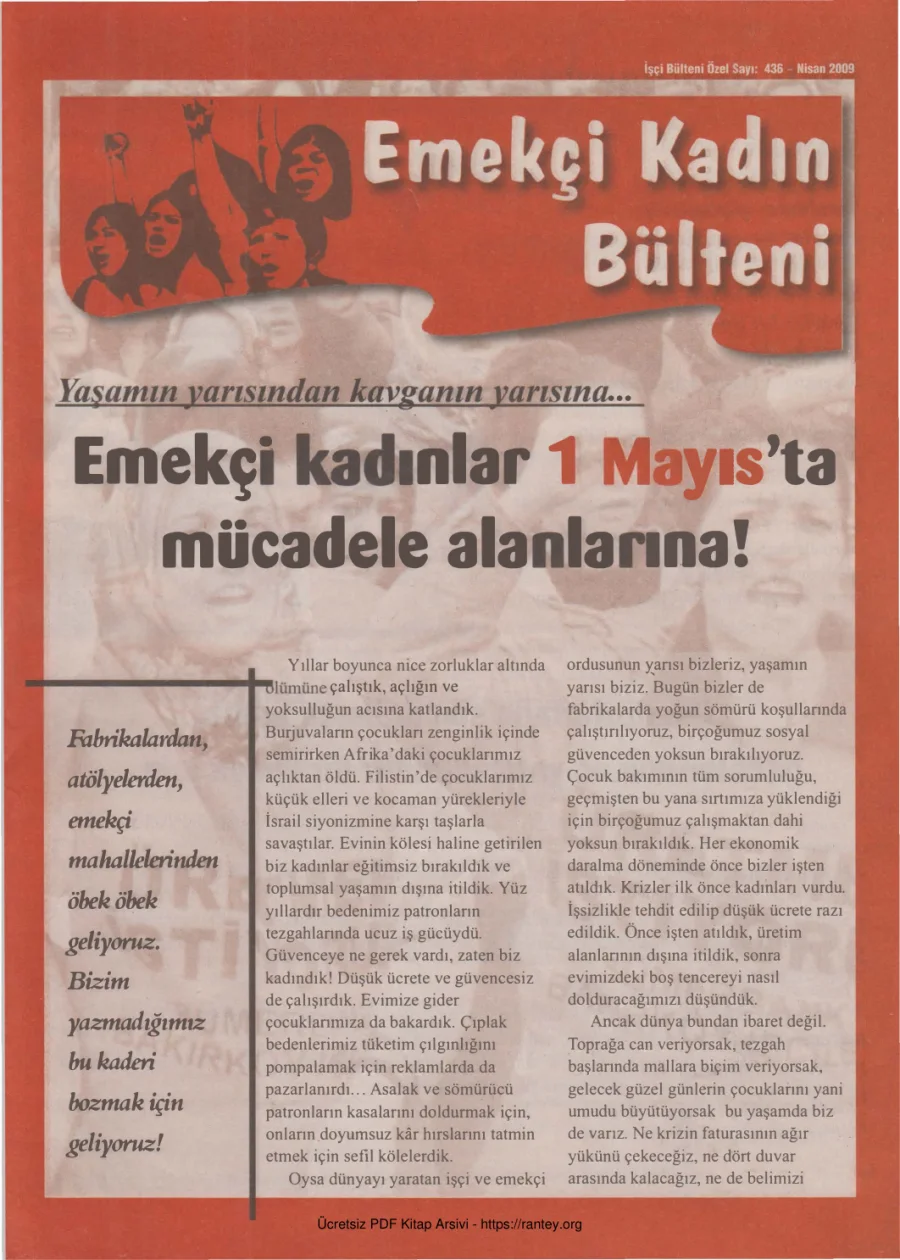 Emekçi Kadın Bülteni İşçi Bülteni Özel Sayı 436 Nisan 2009 kapak görseli