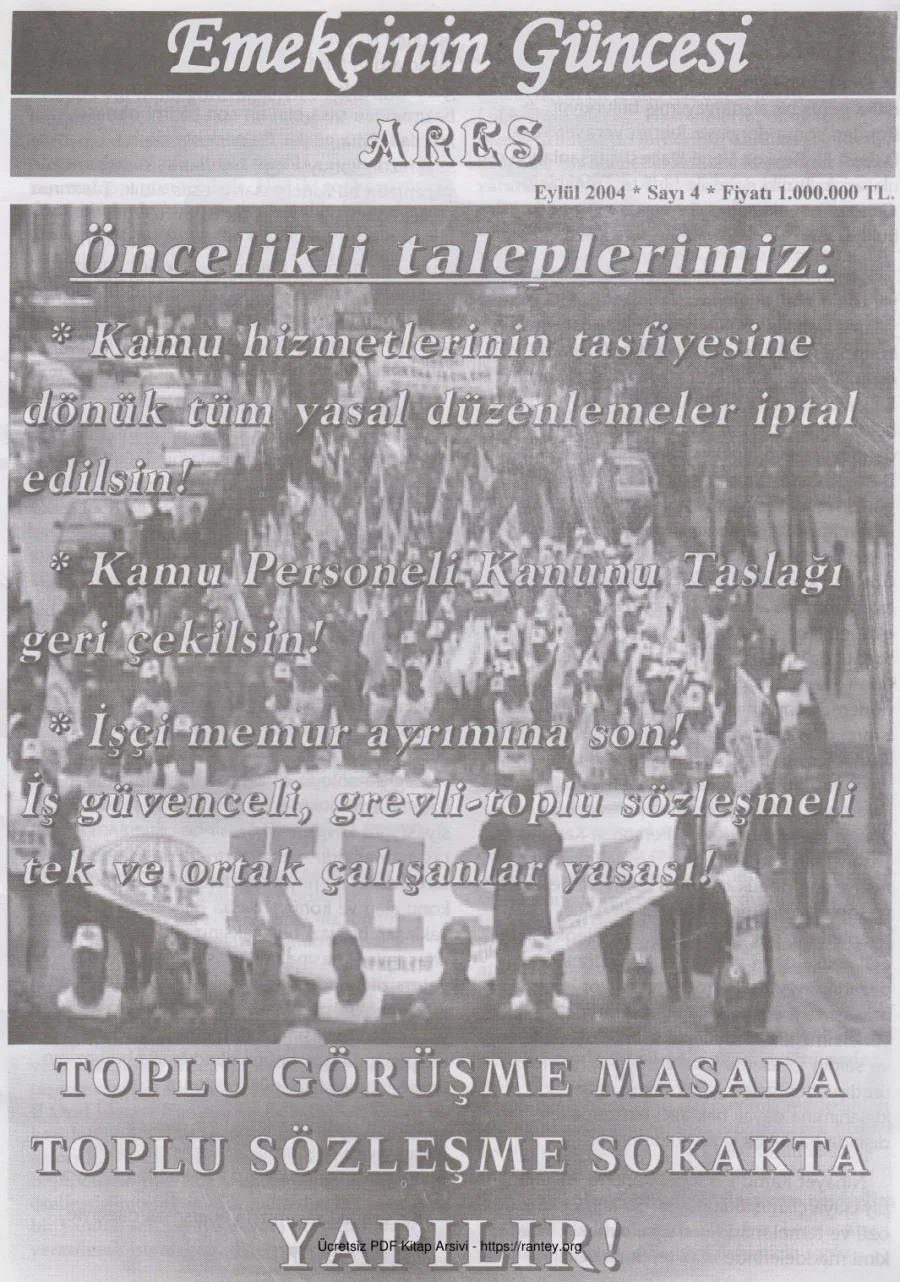 Emekçinin Güncesi Sayı 4 Eylül 2004 Ares kapak görseli