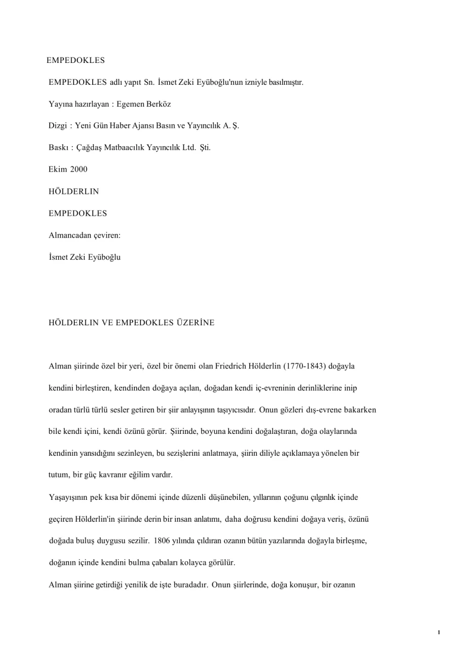 Empedokles Üzerine PDF kapak görseli