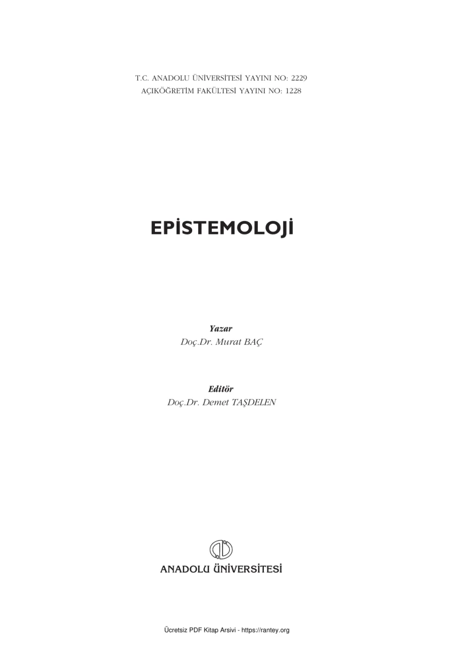 Epistemoloji FEL201U kapak görseli