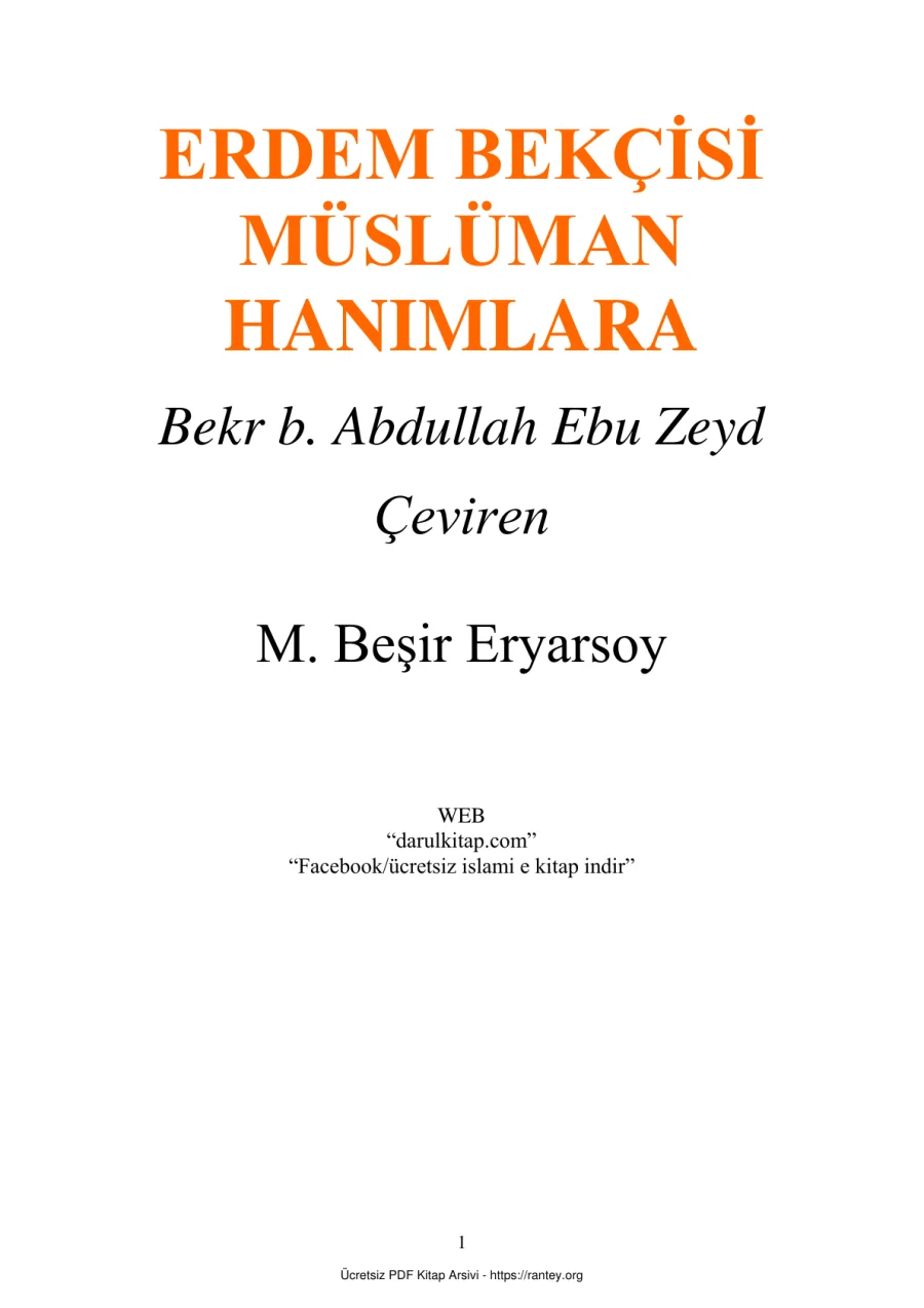 ERDEM BEKÇİSİ MÜSLÜMAN HANIMLARA Ebu Abdulmumin Tekin Mıhçı kapak görseli