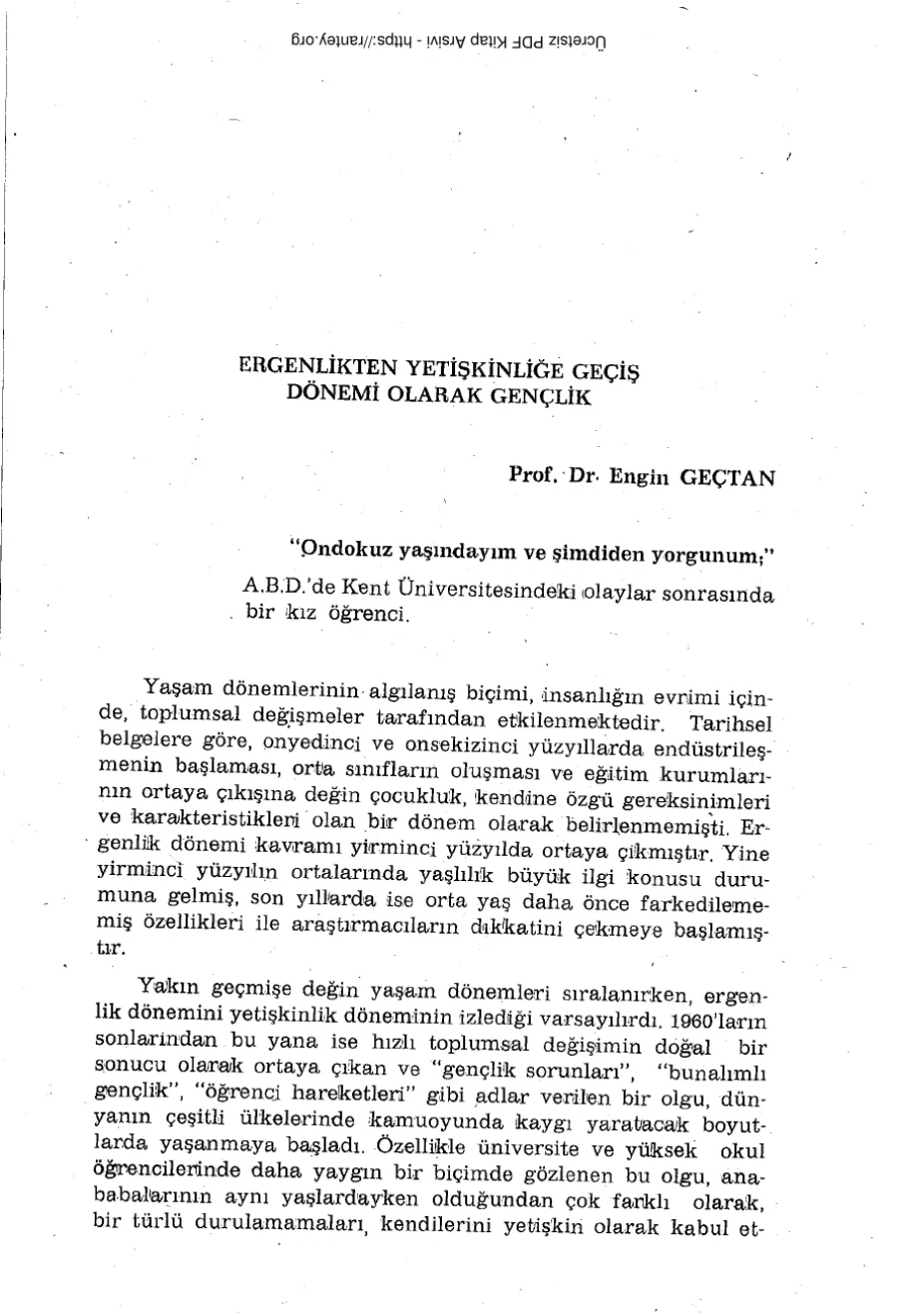 ergenlikten yetişkinliğe geçiş engin geçtan kapak görseli