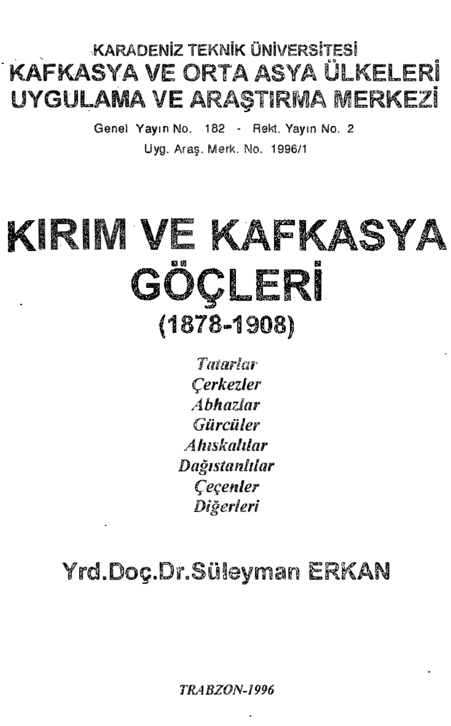 Erkan Kırım ve Kafkasya Göçleri kapak görseli