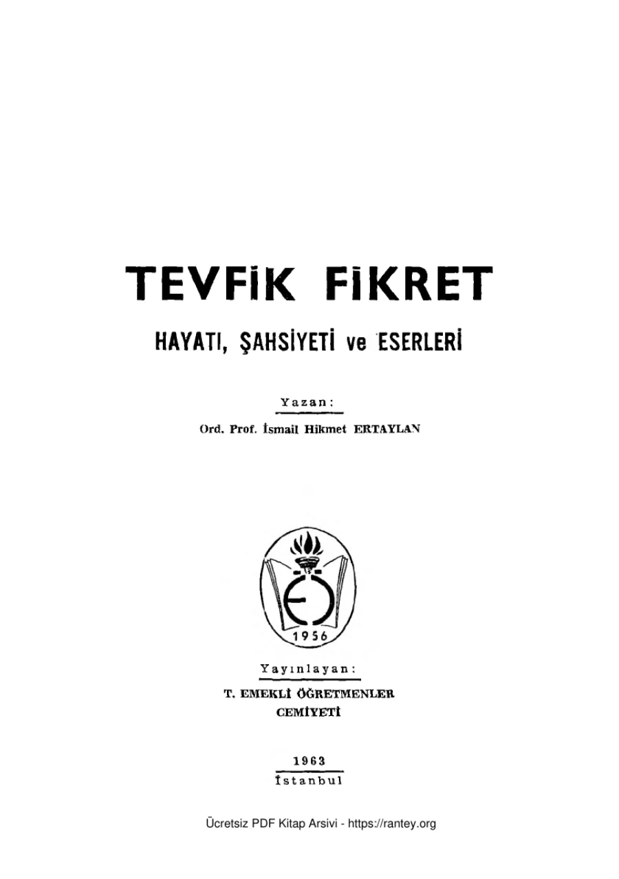 Ertaylan Tevfik Fikret Hayatı Şahsiyeti ve Eserleri kapak görseli