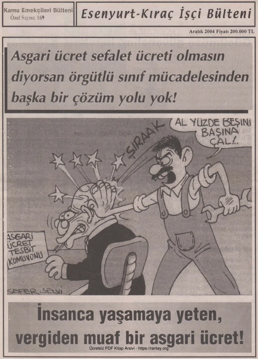 Esenyurt Kıraç İşçi Bülteni Kamu Emekçileri Bülteni Özel Sayı 169 Aralık 2004 kapak görseli