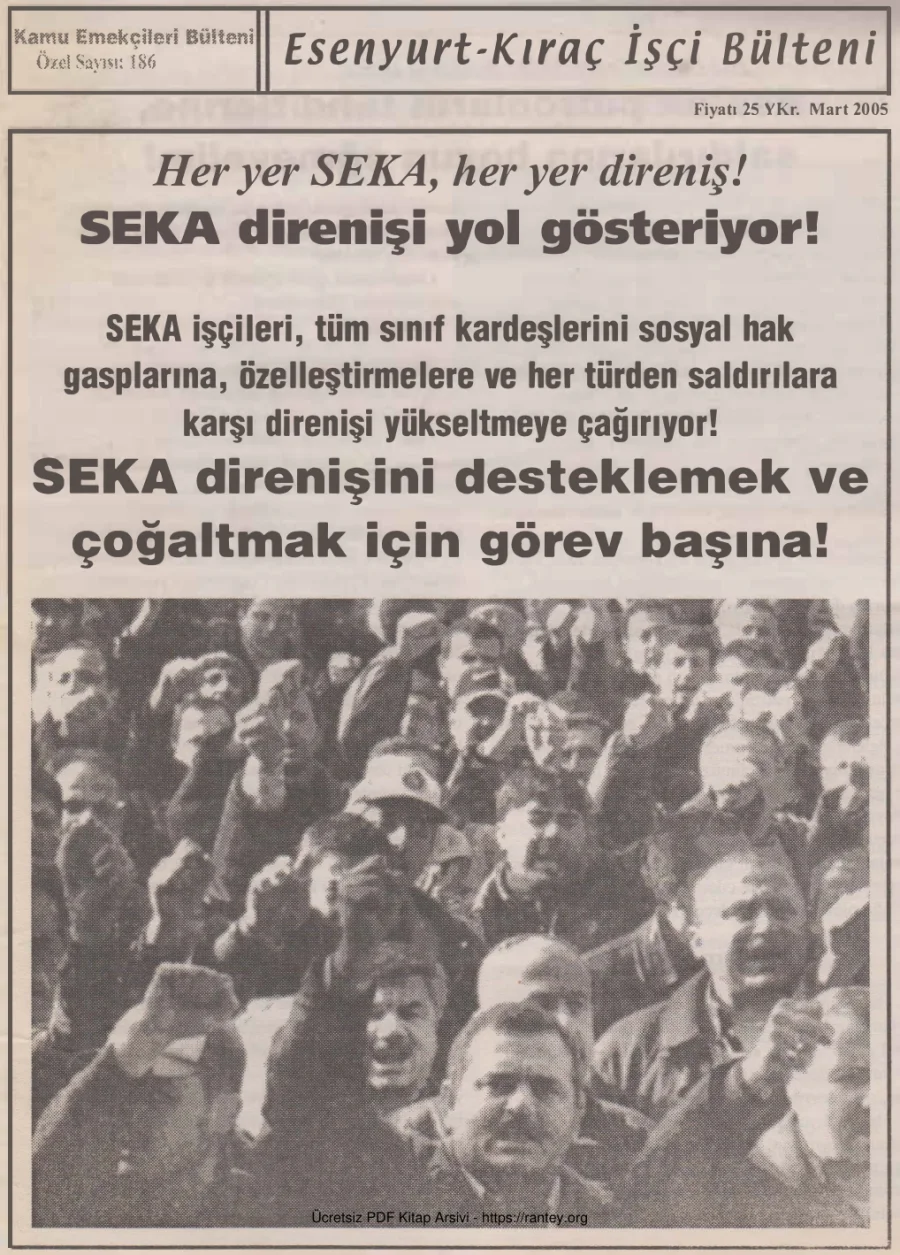 Esenyurt Kıraç İşçi Bülteni Kamu Emekçileri Bülteni Özel Sayı 186 Mart 2005 kapak görseli