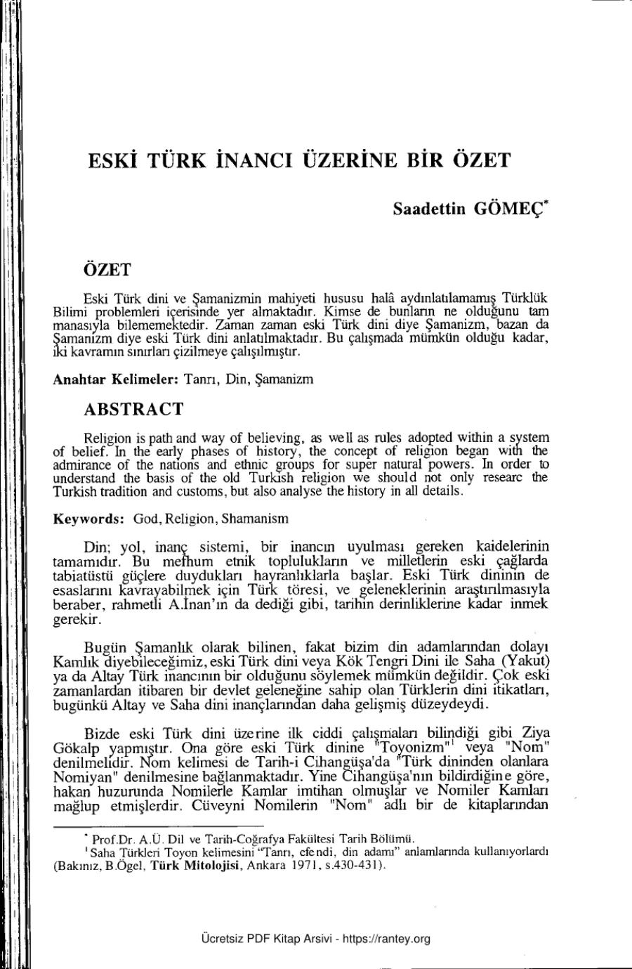 Eski Turk Inanci Uzerine Bir Ozet kapak görseli