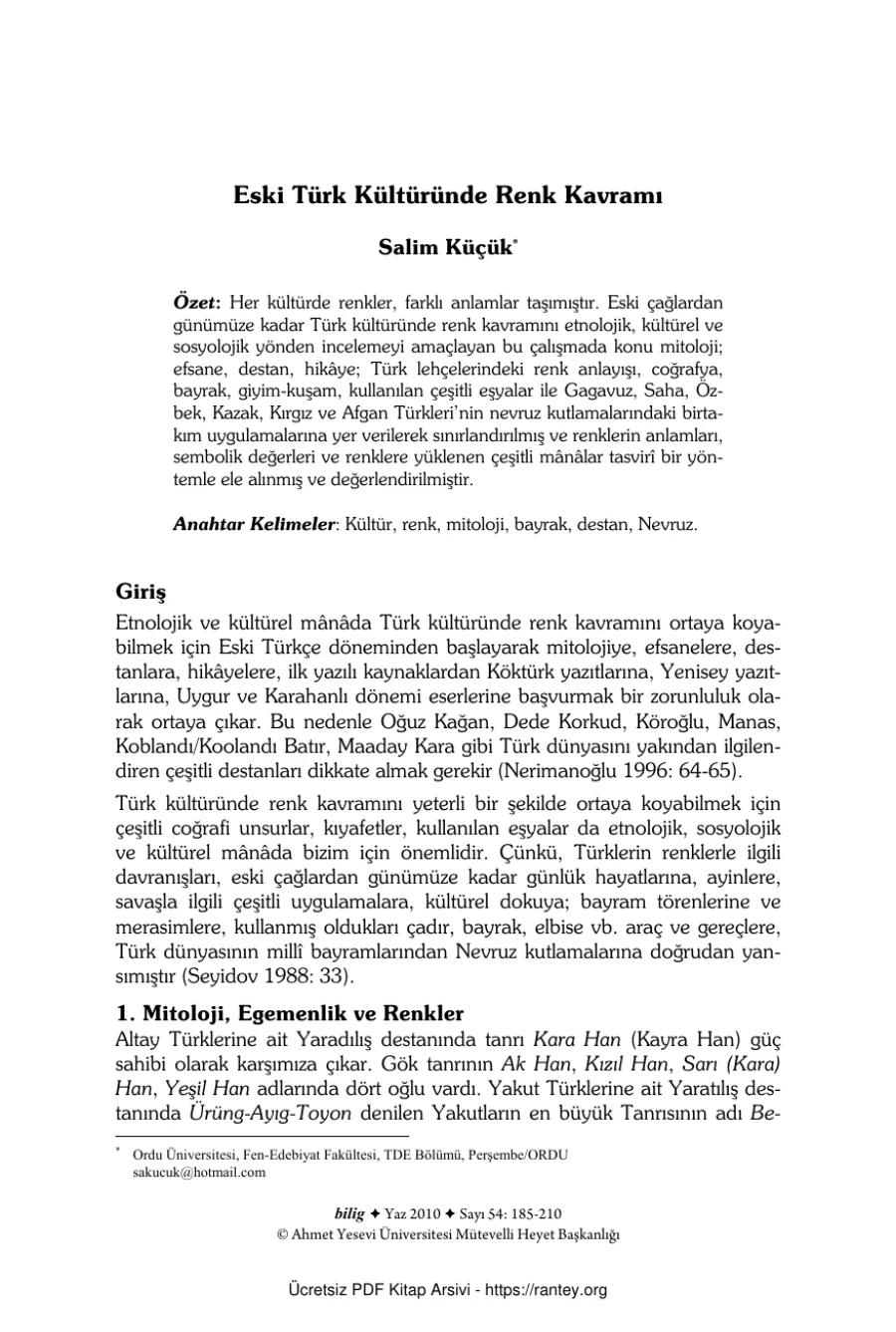 Eski Türk Kültüründe Renk Kavramı kapak görseli