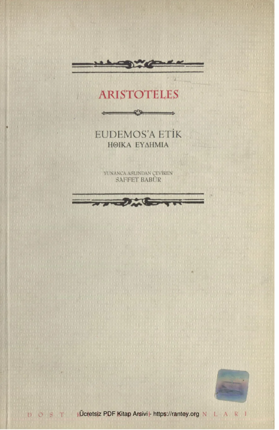 Eudemosa Etik kapak görseli