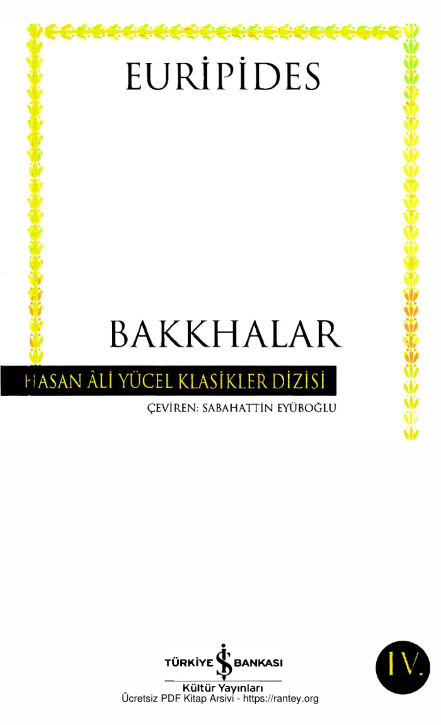 Euripides Bakkhalar kapak görseli