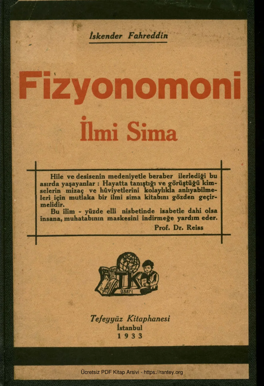 Fahreddin Fizyonomi İlmi Sima Tefeyyüz Kitaphanesi kapak görseli