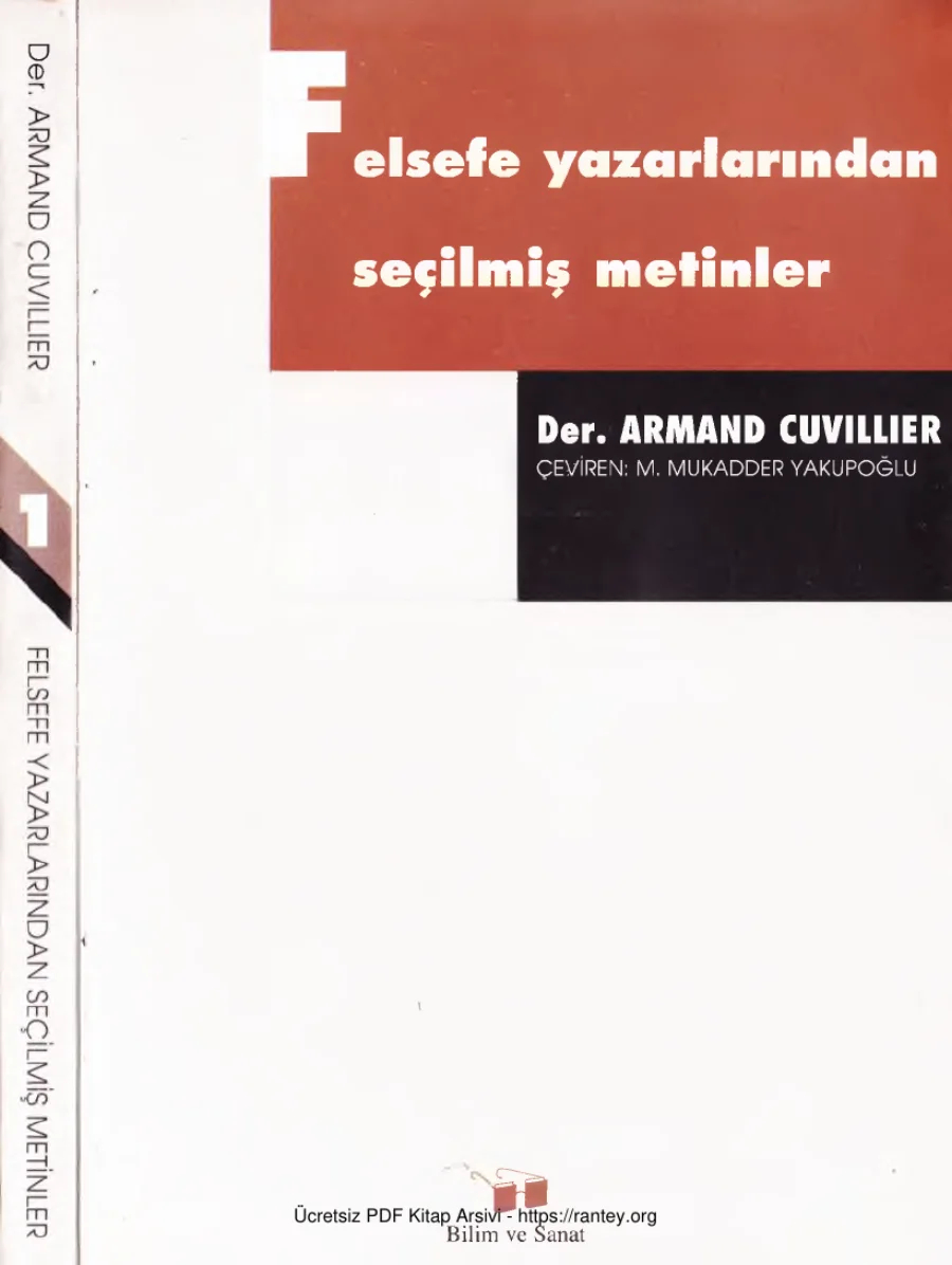 Felsefe Yazarlarından Seçilmiş Metinler 1 kapak görseli