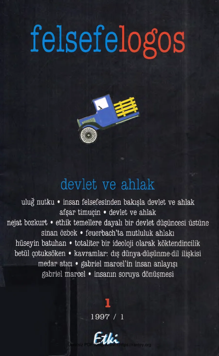 Felsefelogos Sayı 001 Devlet ve Ahlak Aralık 1997 kapak görseli