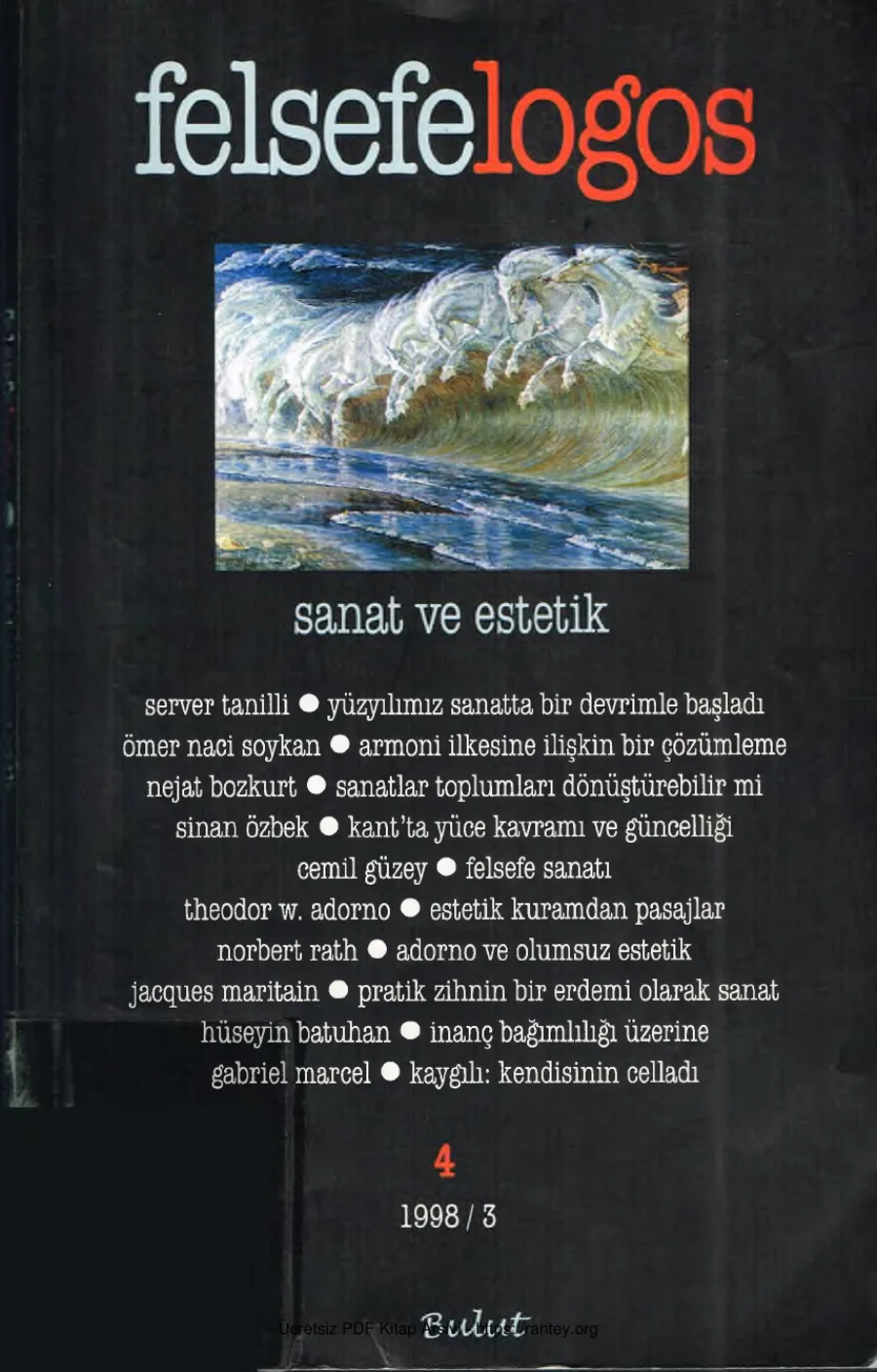 Felsefelogos Sayı 004 Sanat ve Estetik Eylül 1998 kapak görseli