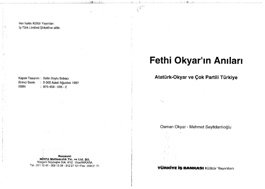 Fethi Okyar'ın Anıları PDF kapak görseli