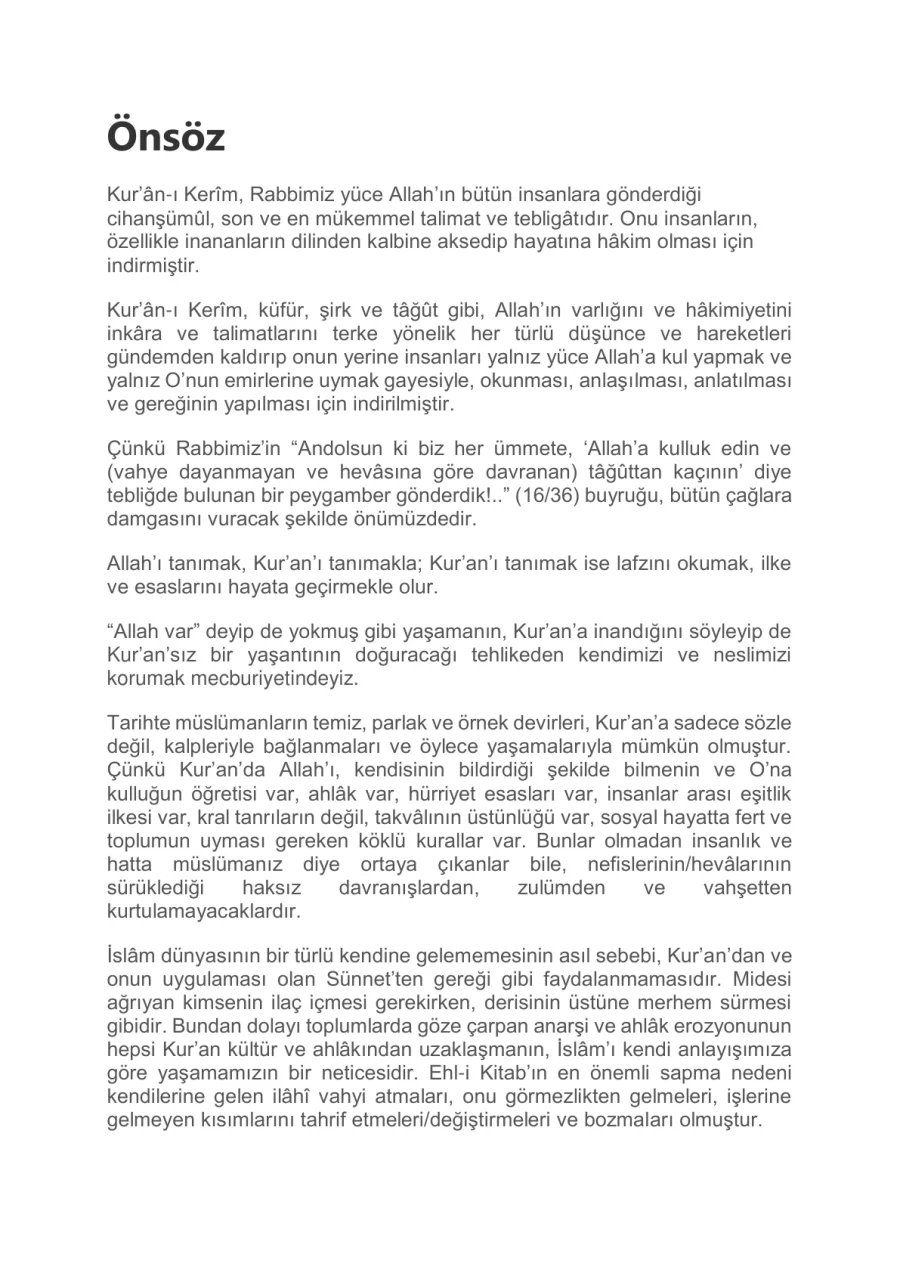 Feyzü'l-Furkan: Kur'an-ı Kerim ve Tefsirli Meali PDF kapak görseli